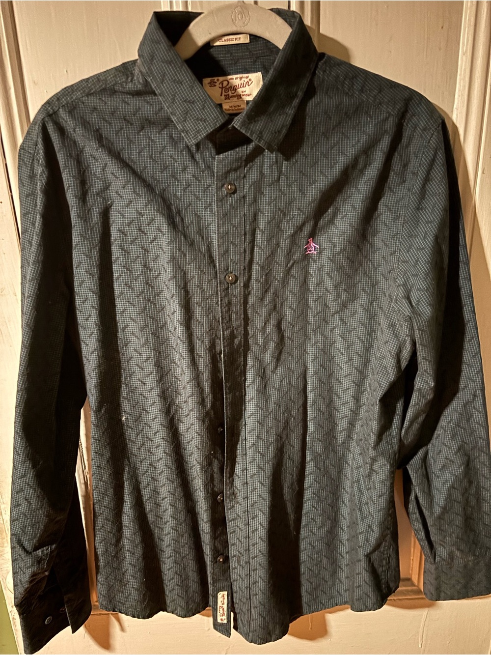 Original Penguin Teal Grid-Pattern Button-Down Shirt